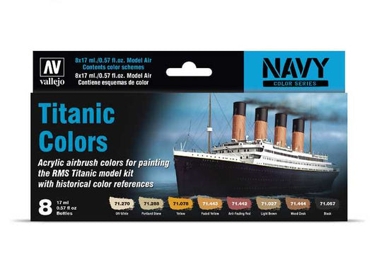17ml x 8 Vallejo - Model Air Acrylic Paint Set - Titanic Colours