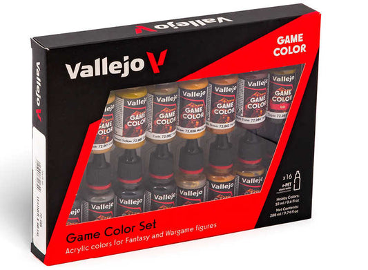 Vallejo VA72189 18ml x16 - Game Color Acrylic Paint Set - Leather and Metal