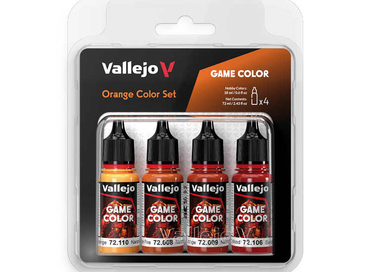 18ml x4 Vallejo - Game Color Acrylic Paint Set - Orange Colour Set