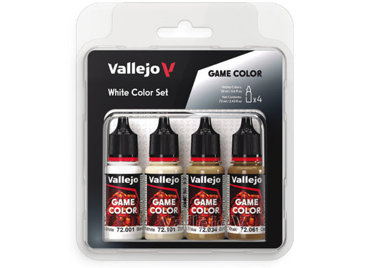 18ml x4 Vallejo - Game Color Acrylic Paint Set - White Colour Set