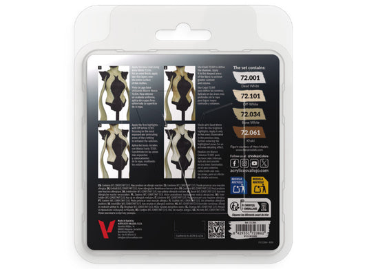 18ml x4 Vallejo - Game Color Acrylic Paint Set - White Colour Set