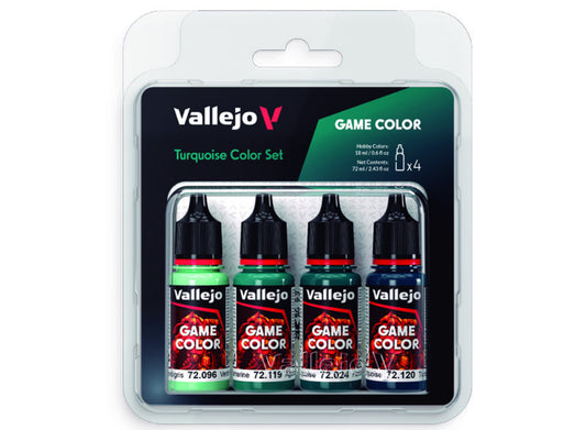 18ml x4 Vallejo - Game Color Acrylic Paint Set - Turquiose Colour Set