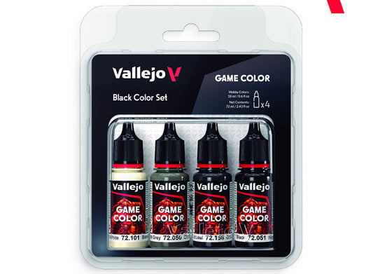 18ml x4 Vallejo - Game Color Acrylic Paint Set - Black Colour Set