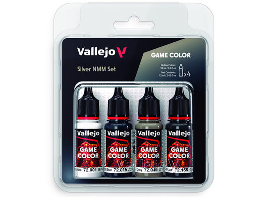 18ml x4 Vallejo - Game Color Acrylic Paint Set - Silver NMM Set