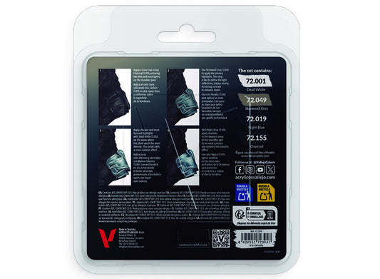 18ml x4 Vallejo - Game Color Acrylic Paint Set - Silver NMM Set