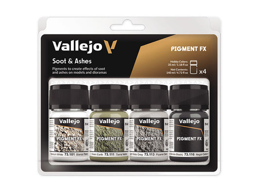 35ml x 4 Vallejo - Pigment Set - Soot and Ashes