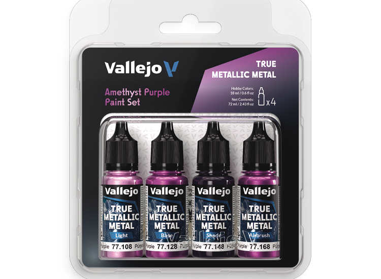 18ml x4 Vallejo - True Metallic Metal Paint Set - Amethyst Purple