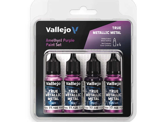 18ml x4 Vallejo - True Metallic Metal Paint Set - Amethyst Purple