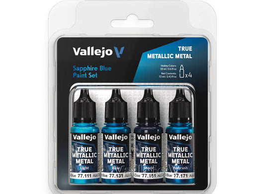 18ml x4 Vallejo - True Metallic Metal Paint Set - Sapphire Blue