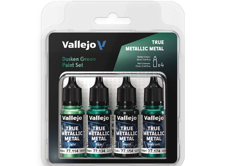 18ml x4 Vallejo - True Metallic Metal Paint Set - Dusken Green