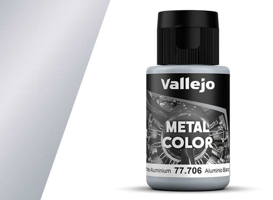 32ml Vallejo - Metal Color Airbrush Acrylic - White Aluminium