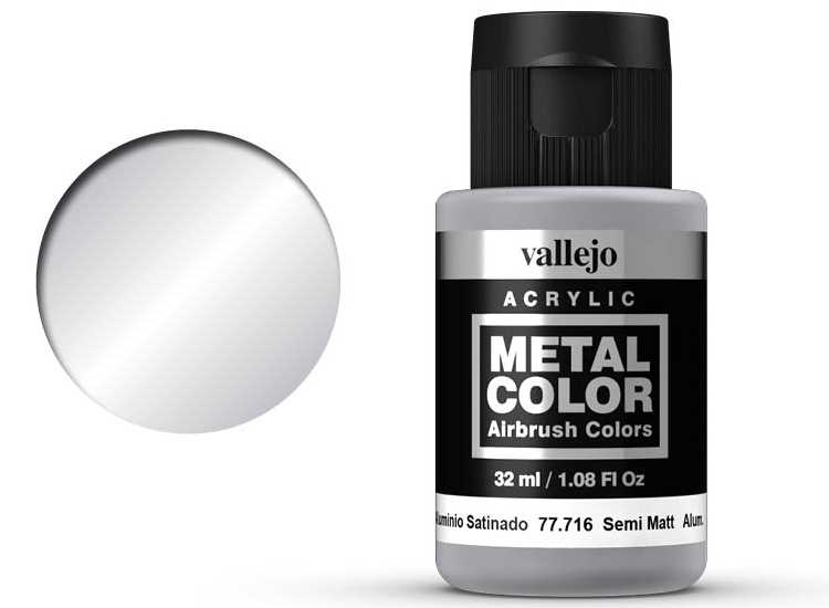 32ml Vallejo - Metal Color Airbrush Acrylic - Semi Matt Aluminium