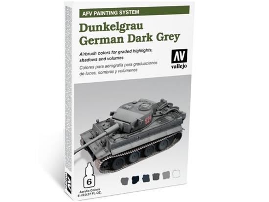 8ml x 6 Vallejo - AFV Painting System Dunkelgrau German Dark Grey
