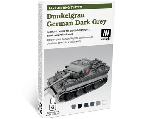 8ml x 6 Vallejo - AFV Painting System Dunkelgrau German Dark Grey