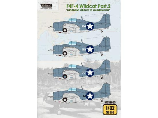 1/32 Wolfpack Design - F4F-4 Wildcat Decals Part.2 - Landbase Wildcat in Guadalcanal