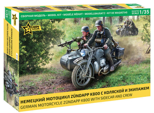 1/35 Zvezda - German motorcycle Zündapp K800 with sidecar and crew